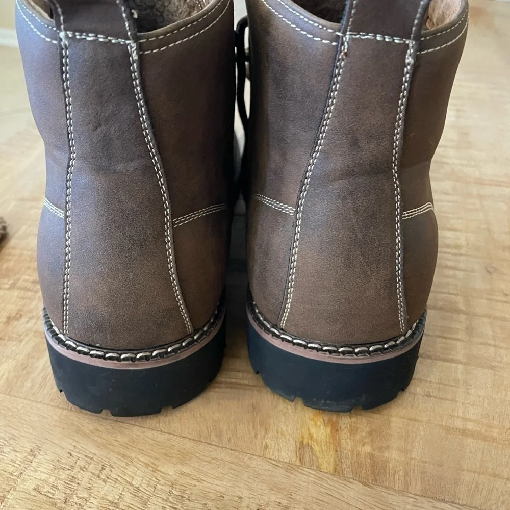 Ferro Aldo Mens Ankle High Cap Toe Fleece Lined Military Combat Boots, Brown Sz9